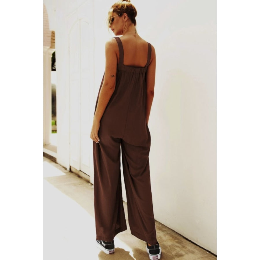 Wide Strap Wide Leg Jumpsuit