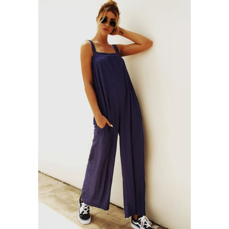 Wide Strap Wide Leg Jumpsuit