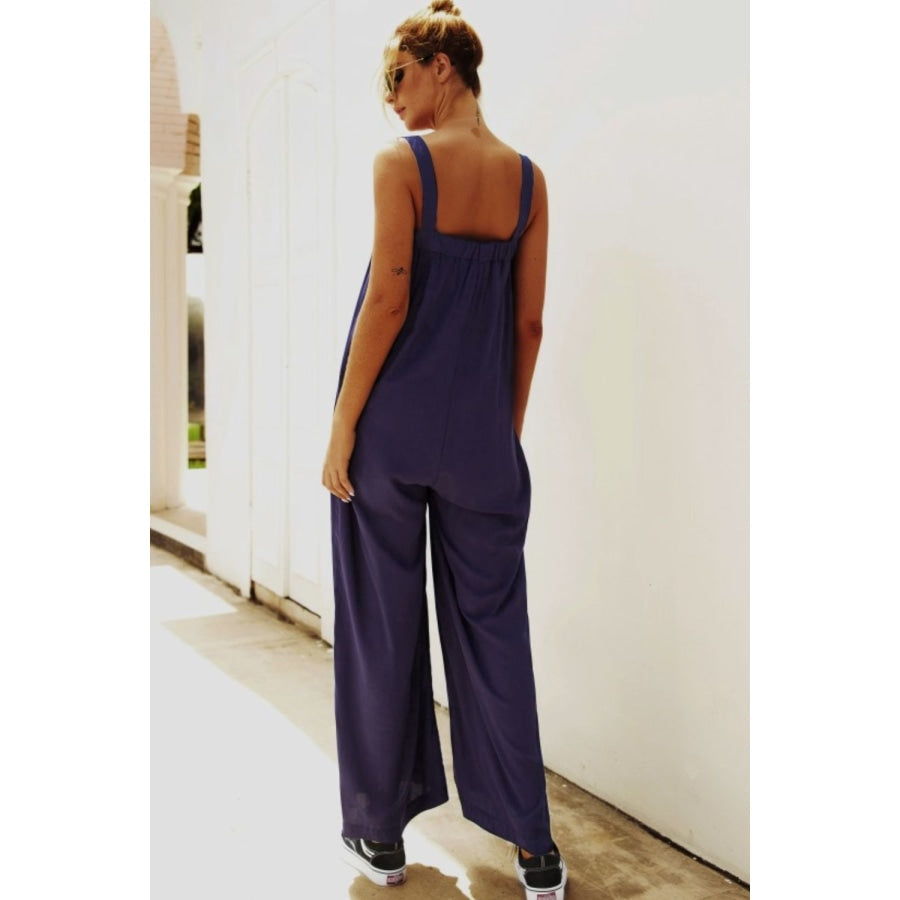 Wide Strap Wide Leg Jumpsuit