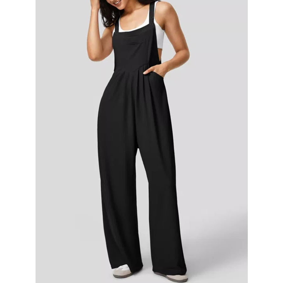 Wide Strap Wide-Leg Overalls Black / S Apparel and Accessories
