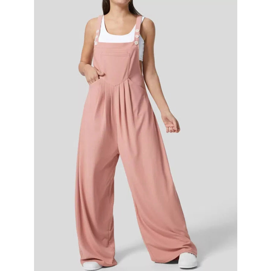 Wide Strap Wide-Leg Overalls Pink / S Apparel and Accessories