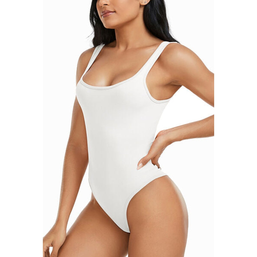 Wide Strap Square Neck Active Bodysuit White / S Clothing