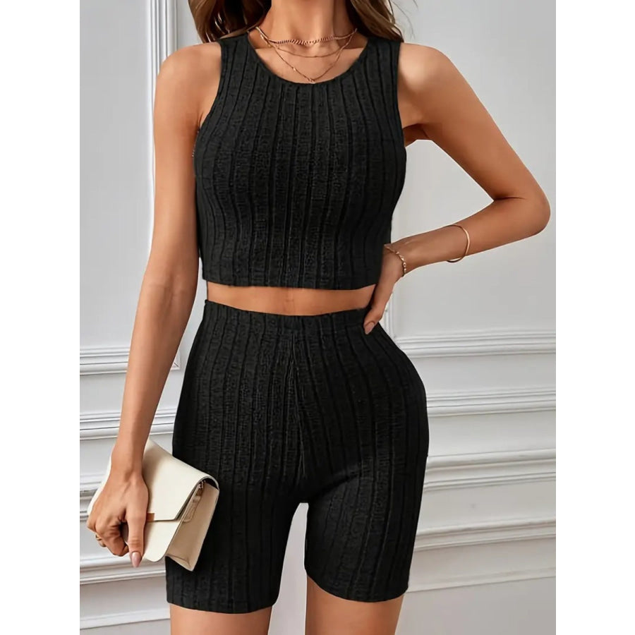 Wide Strap Tank and High Waist Shorts Set Apparel Accessories