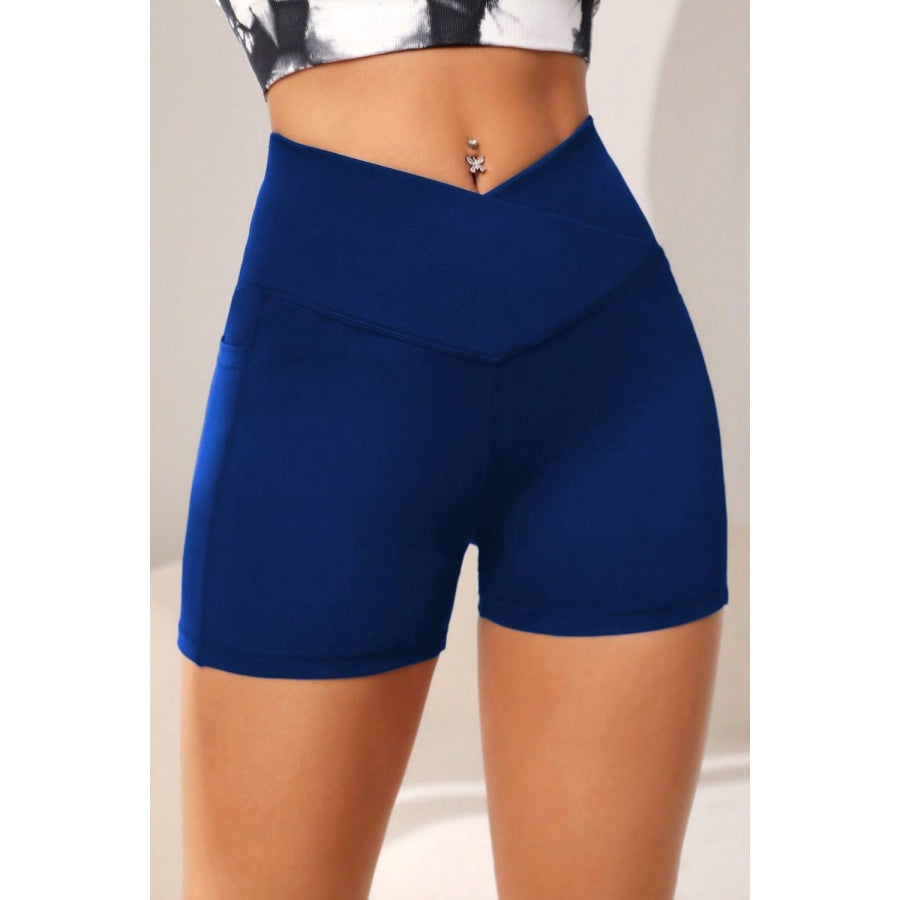 Wide Waistband Active Shorts with Pocket Navy / S