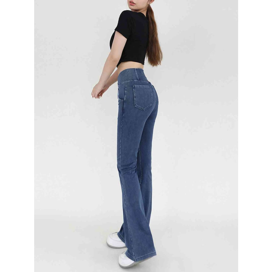 Wide Waistband Bootcut Jeans with Pockets Medium / S