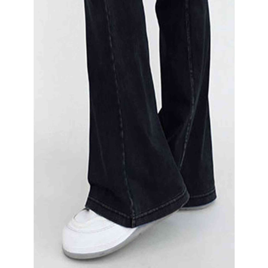 Wide Waistband Bootcut Jeans with Pockets