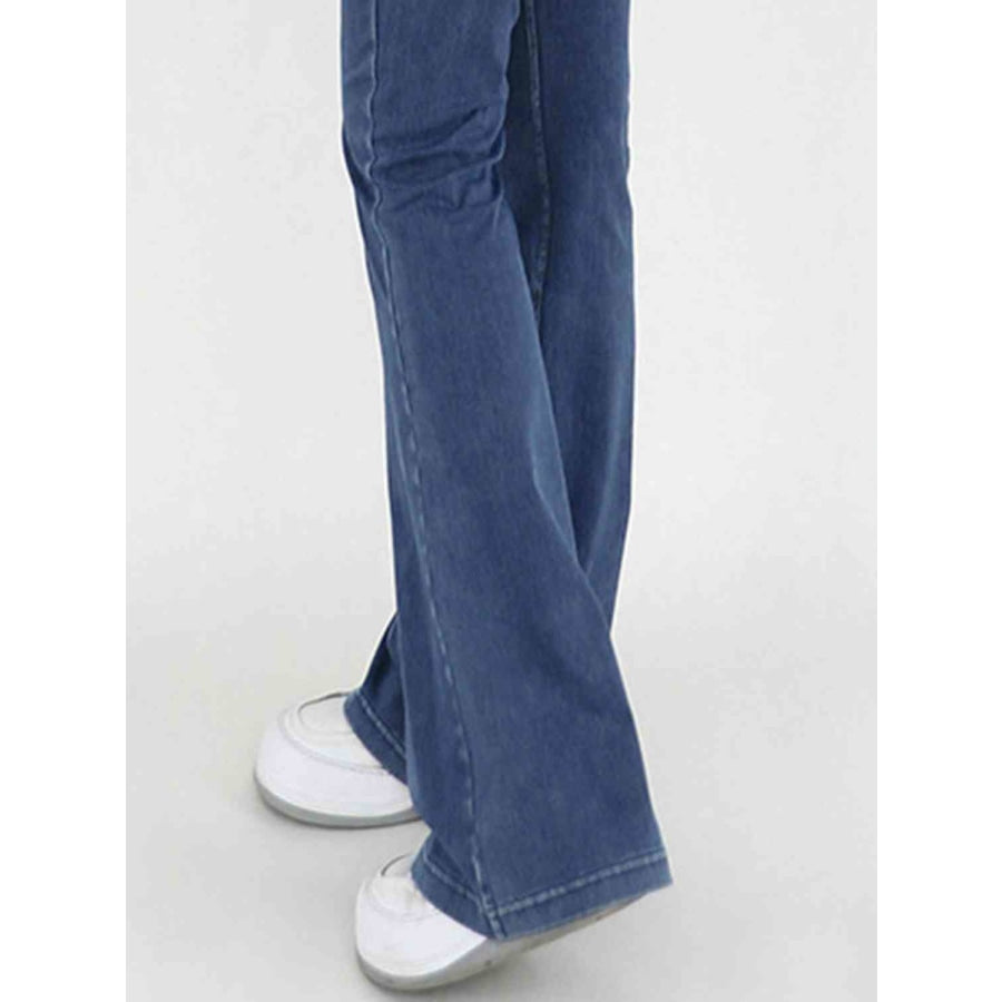 Wide Waistband Bootcut Jeans with Pockets