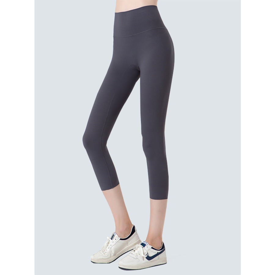 Wide Waistband Cropped Sports Leggings Charcoal / S