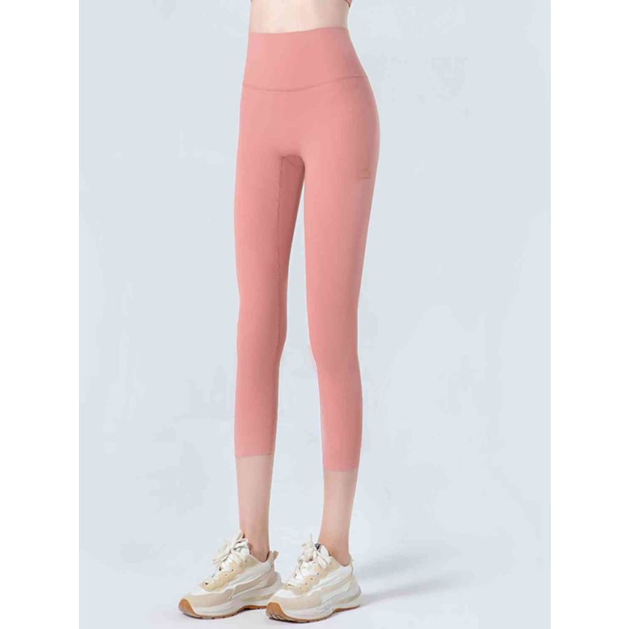 Wide Waistband Cropped Sports Leggings Coral / S