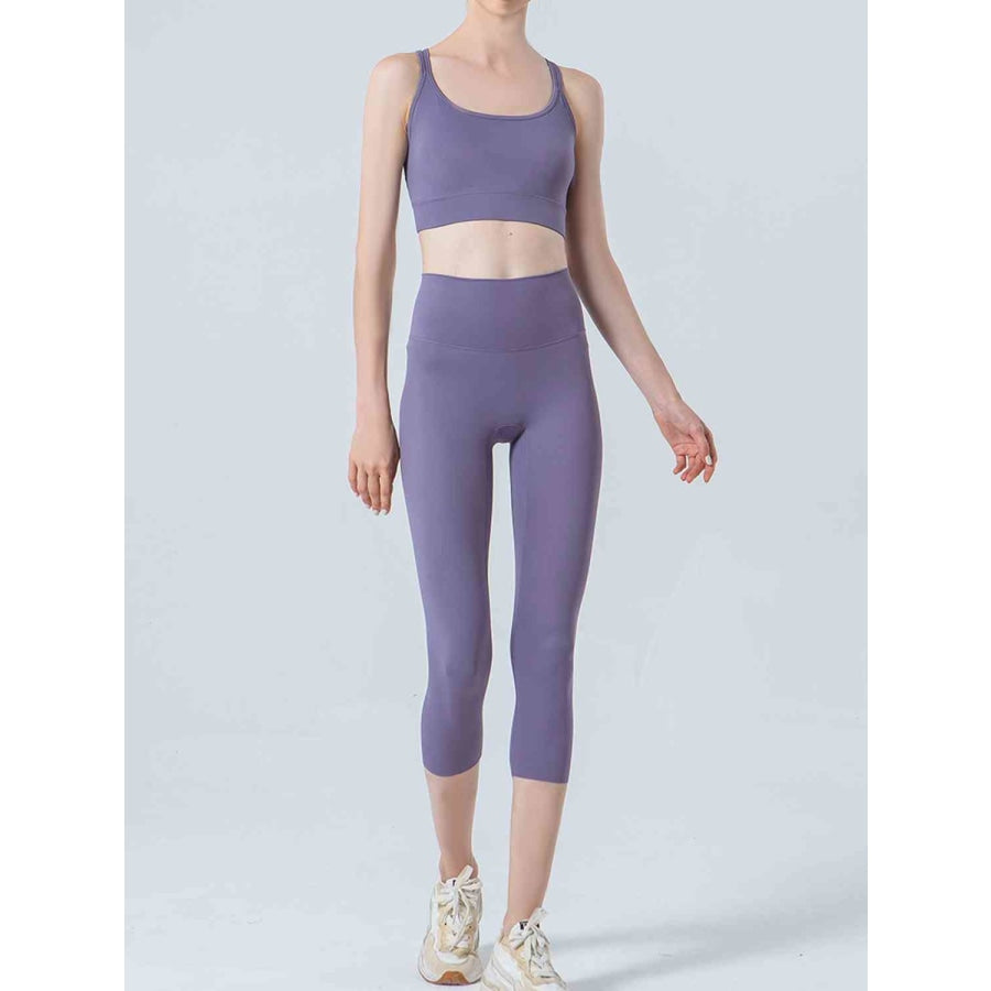 Wide Waistband Cropped Sports Leggings