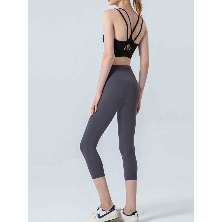 Wide Waistband Cropped Sports Leggings