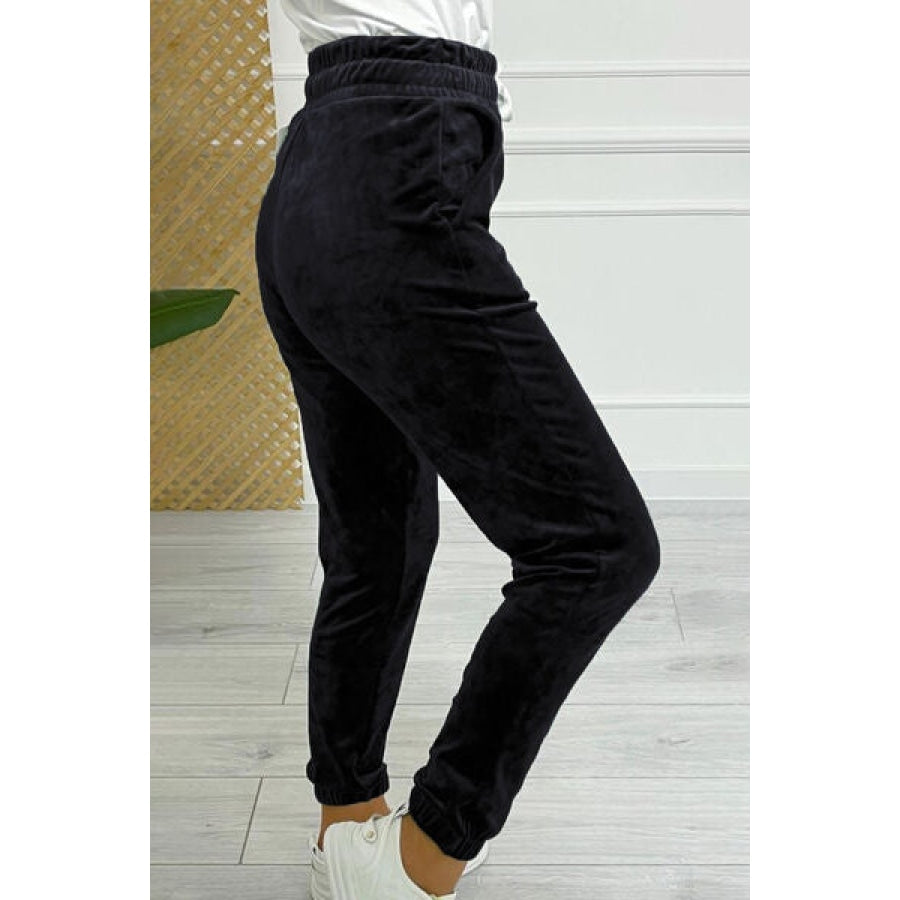 Wide Waistband Drawstring Cropped Joggers Apparel and Accessories