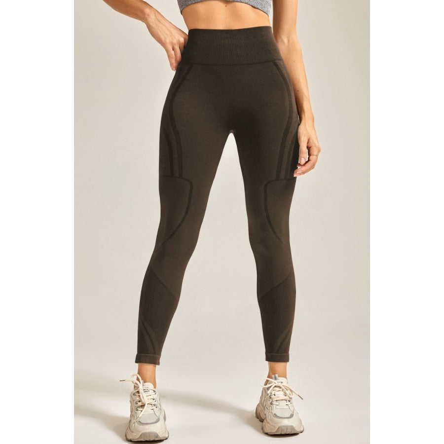 Wide Waistband Long Active Pants Chocolate / S