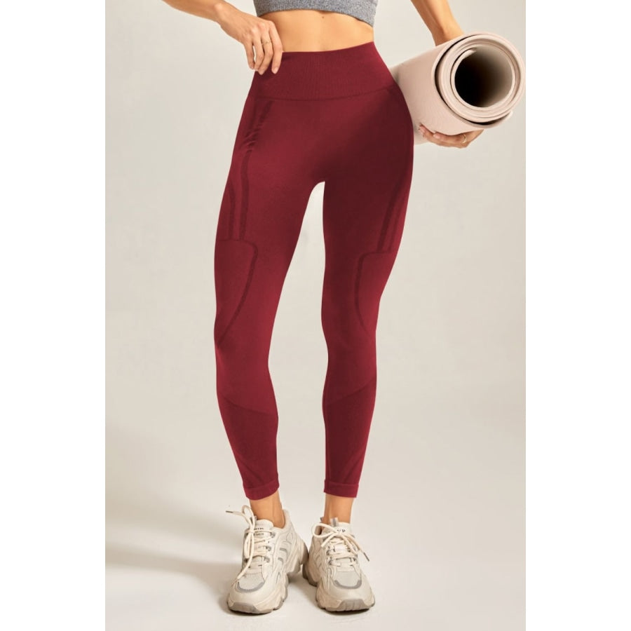 Wide Waistband Long Active Pants Wine / S