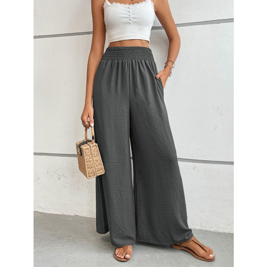 Wide Waistband Relax Fit Long Pants Charcoal / S