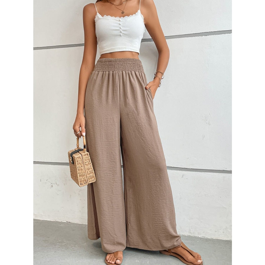 Wide Waistband Relax Fit Long Pants Khaki / S