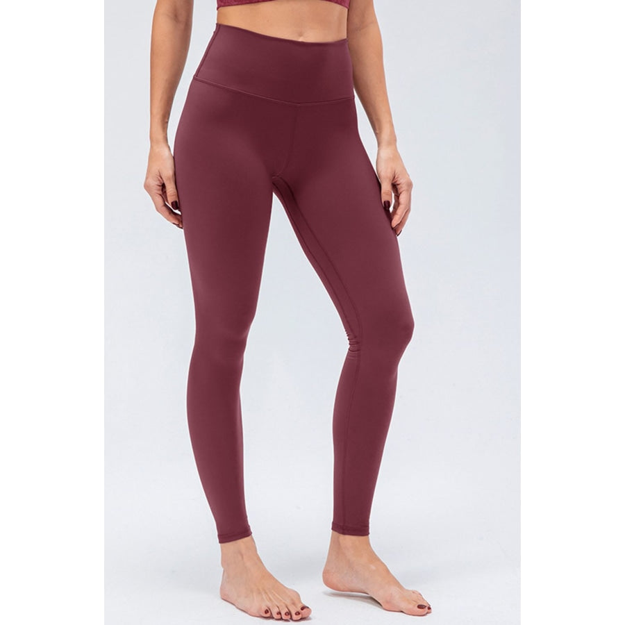 Wide Waistband Slim Fit Active Leggings Wine / S