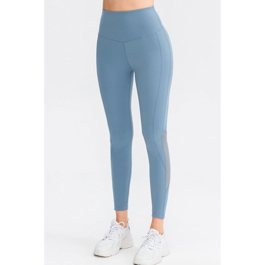 Wide Waistband Slim Fit Long Sports Pants Misty Blue / 4/S
