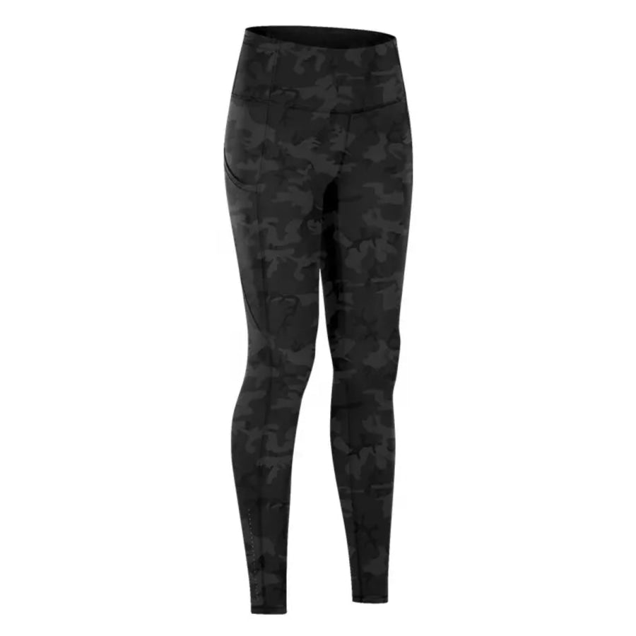 Wide Waistband Sports Leggings Black Camouflage / S Apparel and Accessories