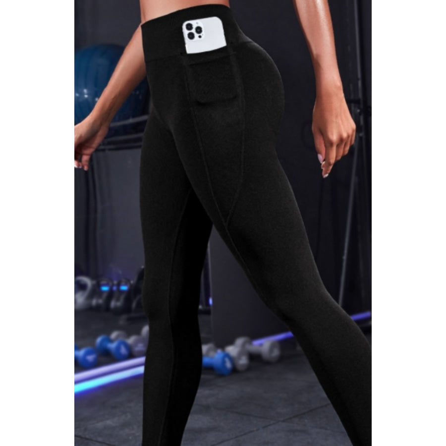 Wide Waistband Sports Leggings Black / S