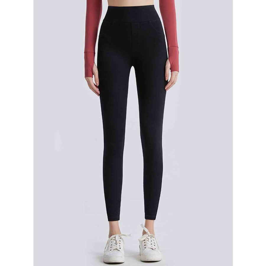 Wide Waistband Sports Leggings Black / S