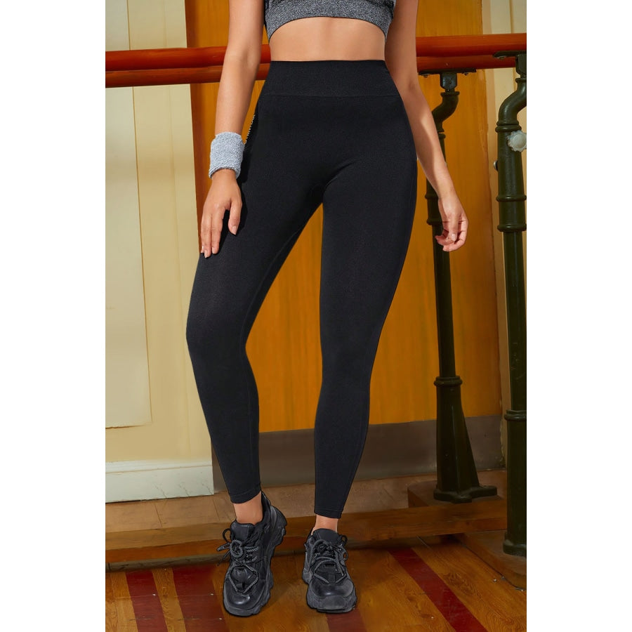 Wide Waistband Sports Leggings Black / S