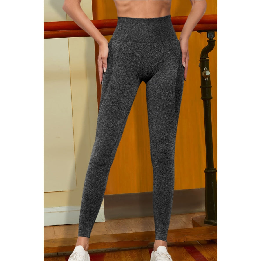 Wide Waistband Sports Leggings Charcoal / S