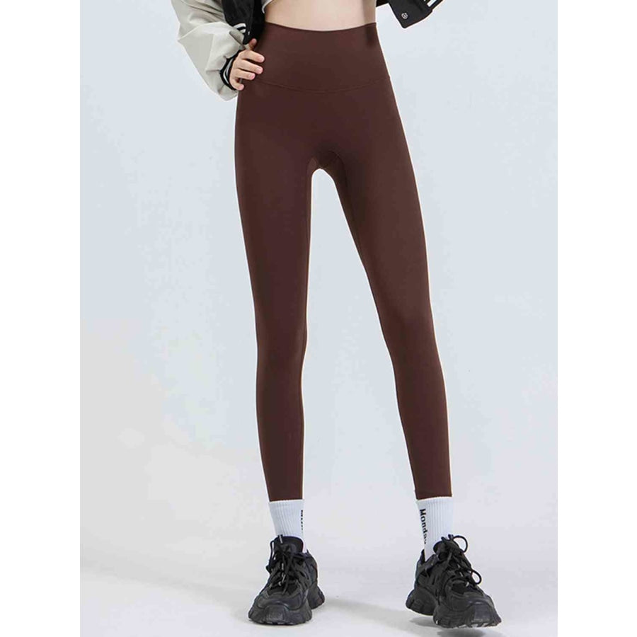 Wide Waistband Sports Leggings Chocolate / S