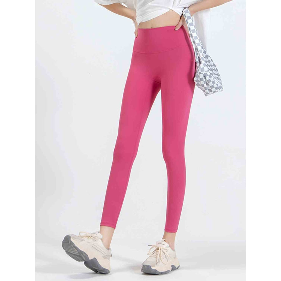 Wide Waistband Sports Leggings Hot Pink / S