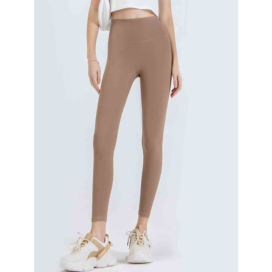 Wide Waistband Sports Leggings Khaki / S