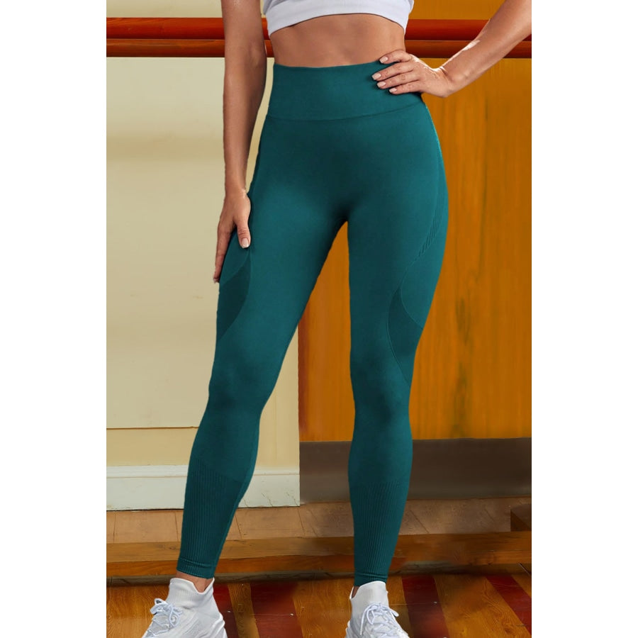 Wide Waistband Sports Leggings Teal / S