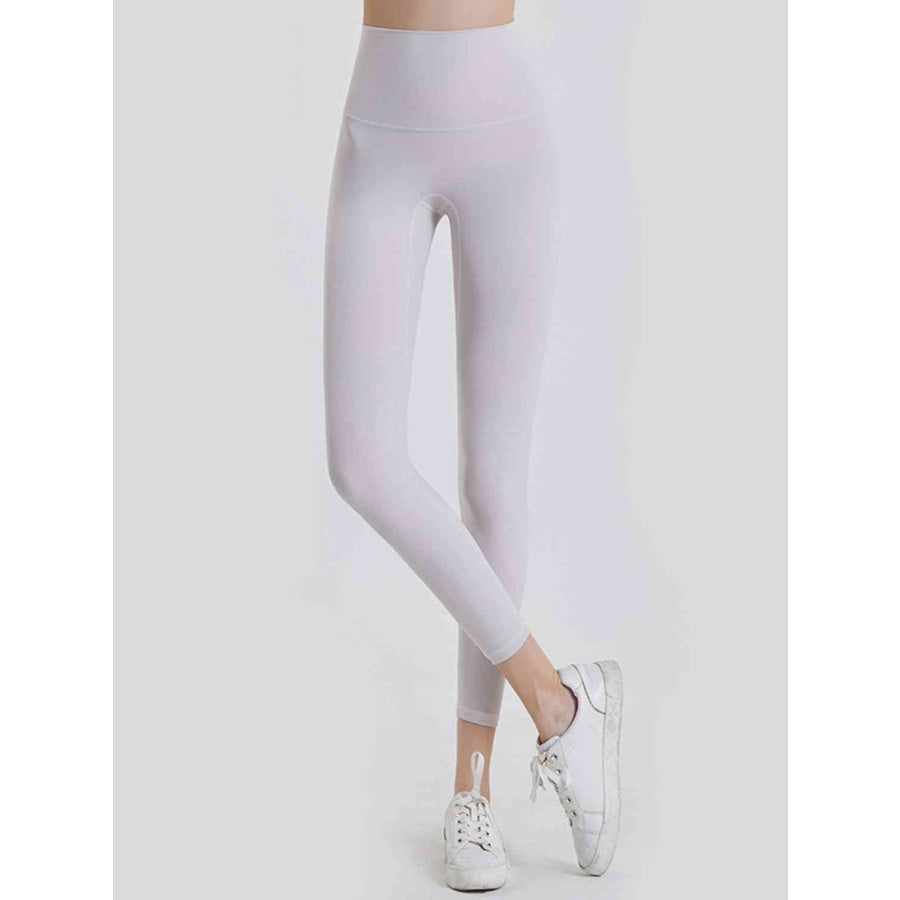 Wide Waistband Sports Leggings White / S