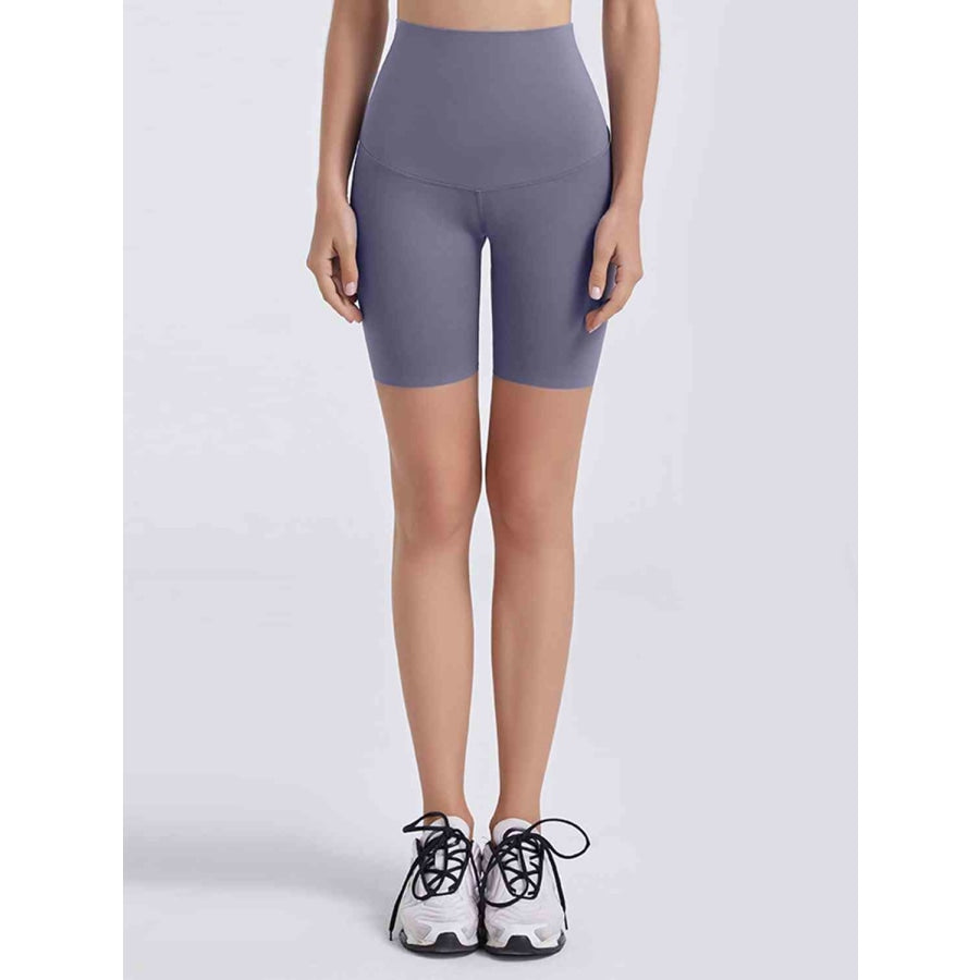 Wide Waistband Sports Shorts Lavender / S