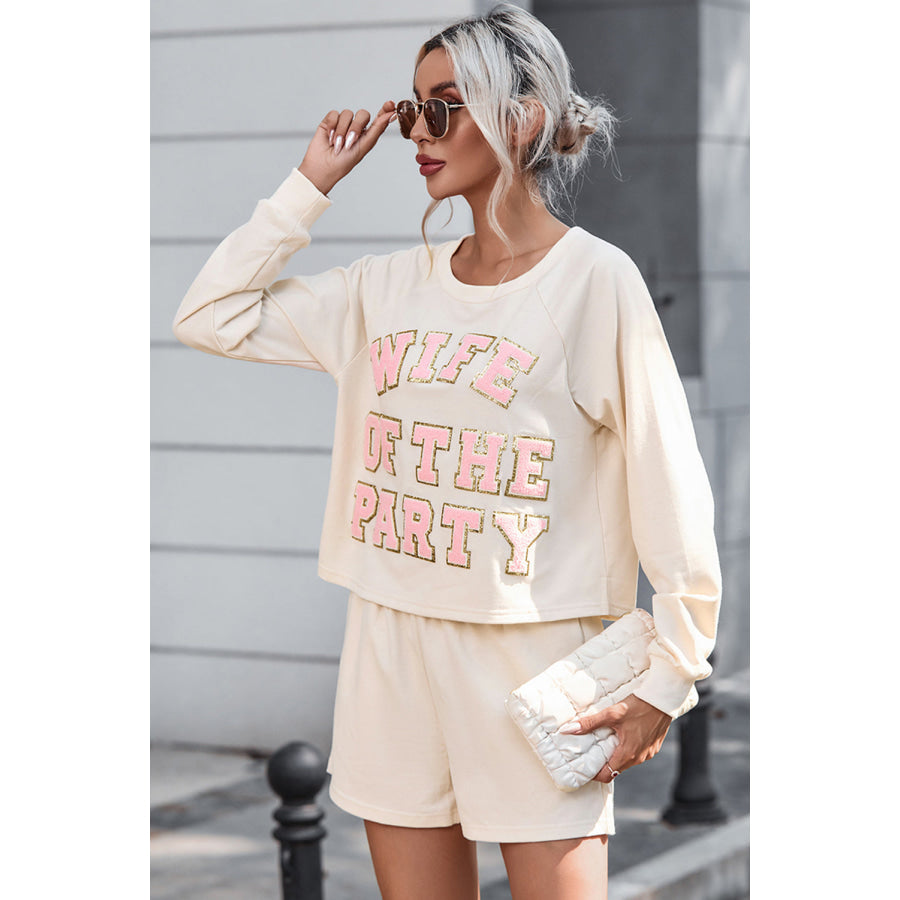 WIFE OF THE PARTY Round Neck Top and Shorts Set Apparel and Accessories