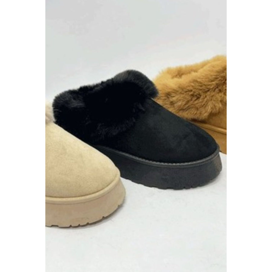 WILD DIVA Faux-Fur Platform Slip On Booties Apparel and Accessories