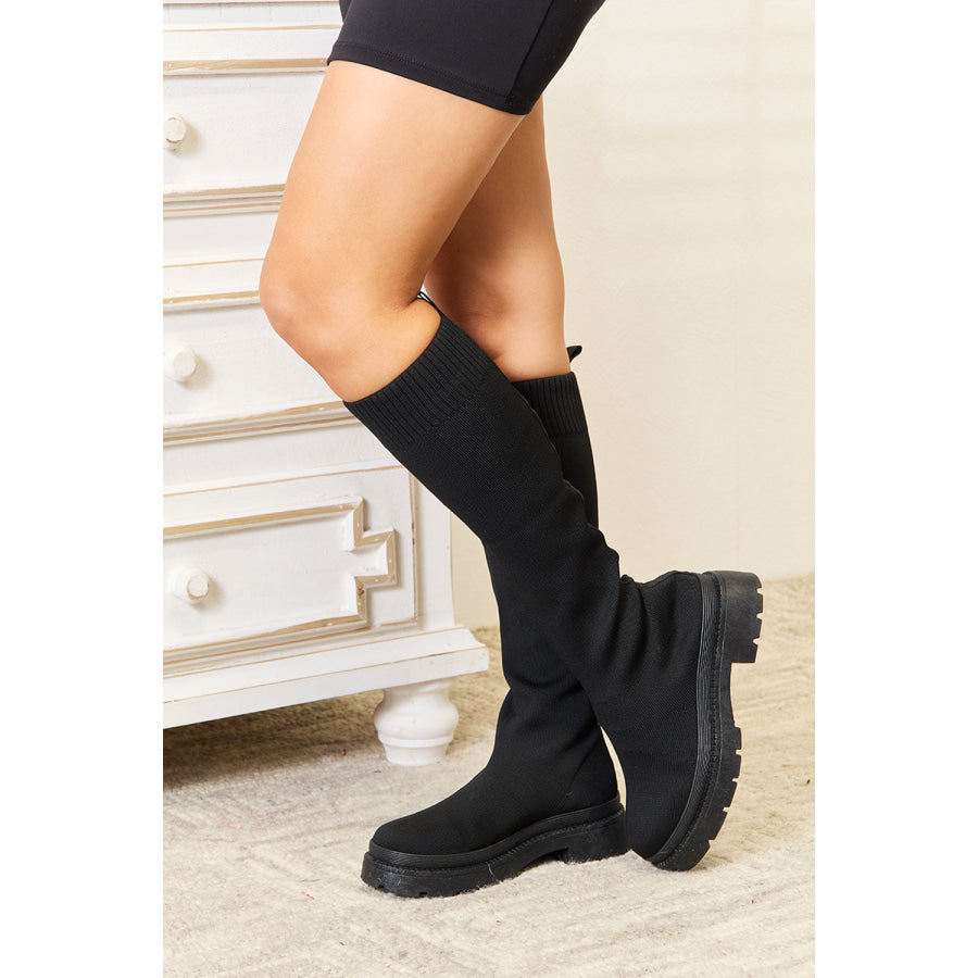 WILD DIVA Footwear Knee High Platform Sock Boots footwear