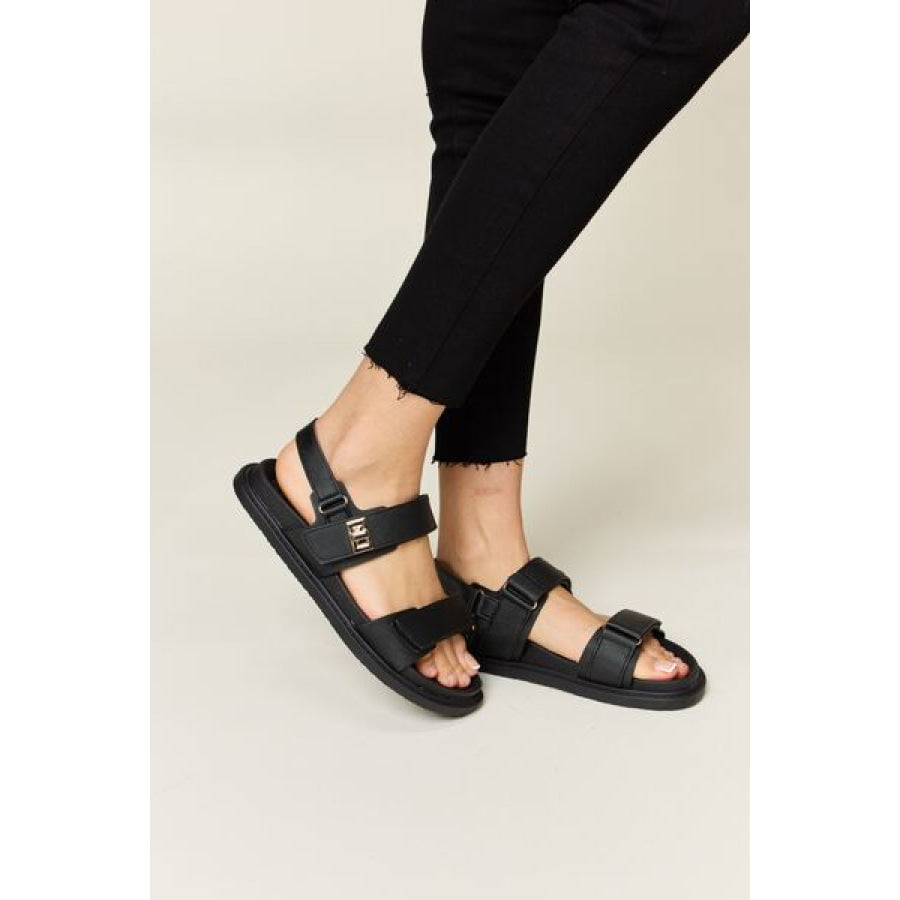 WILD DIVA Velcro Double Strap Slingback Sandals Apparel and Accessories