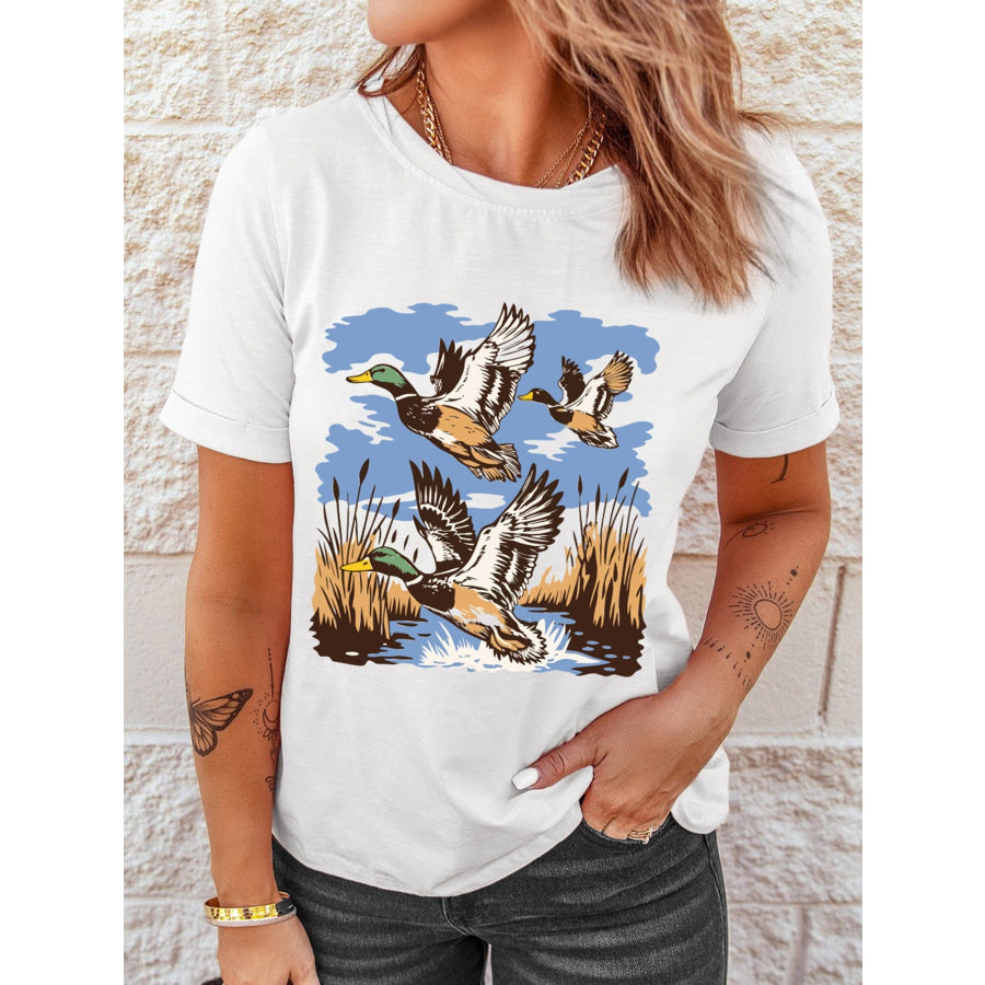 Wild Duck Graphic Round Neck Tee Apparel and Accessories