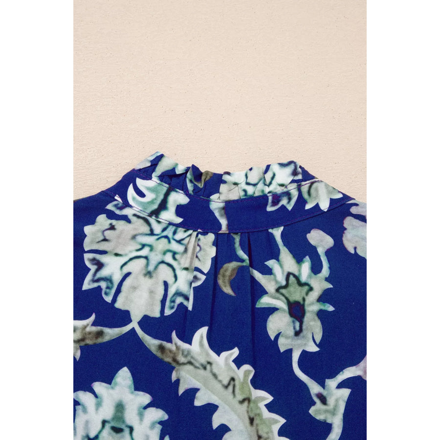 Wild Floral Print Frilled Collar Half Sleeve Dress Apparel and Accessories