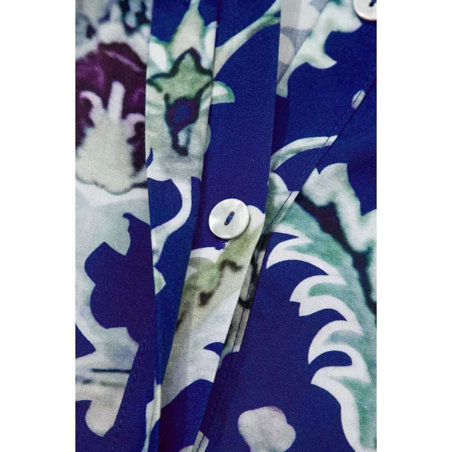 Wild Floral Print Frilled Collar Half Sleeve Dress Apparel and Accessories