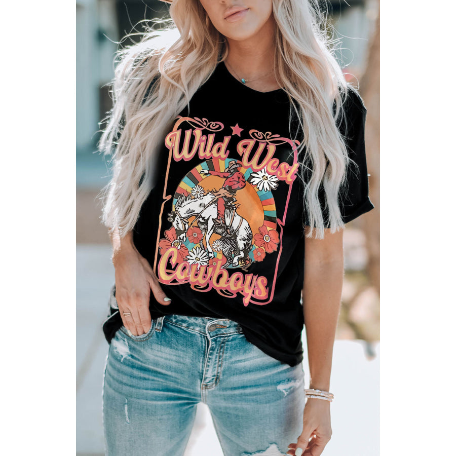WILD WEST COWBOYS Graphic Tee Shirt Black / S Apparel and Accessories