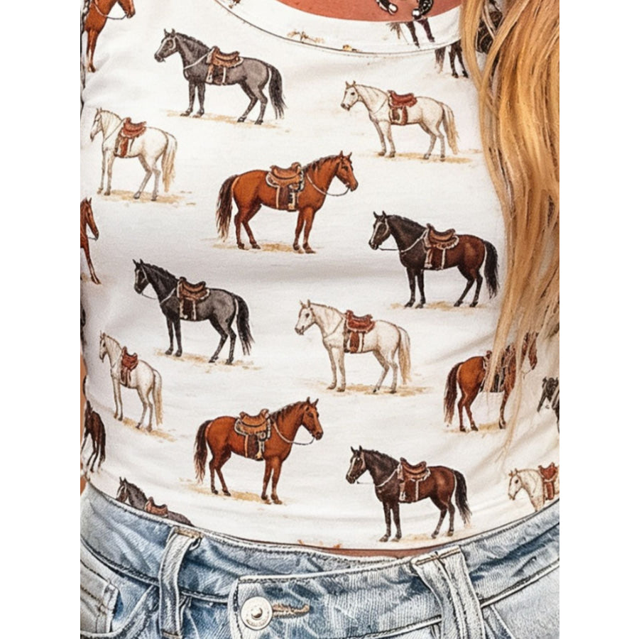 Wild West Horse Print Short Sleeve T-Shirt Apparel and Accessories