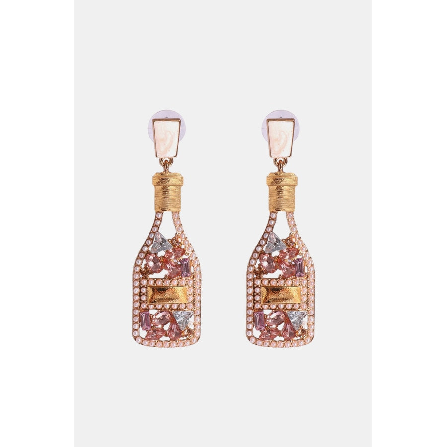 Wine Shape Zinc Alloy Acrylic Dangle Earrings Blush Pink / One Size