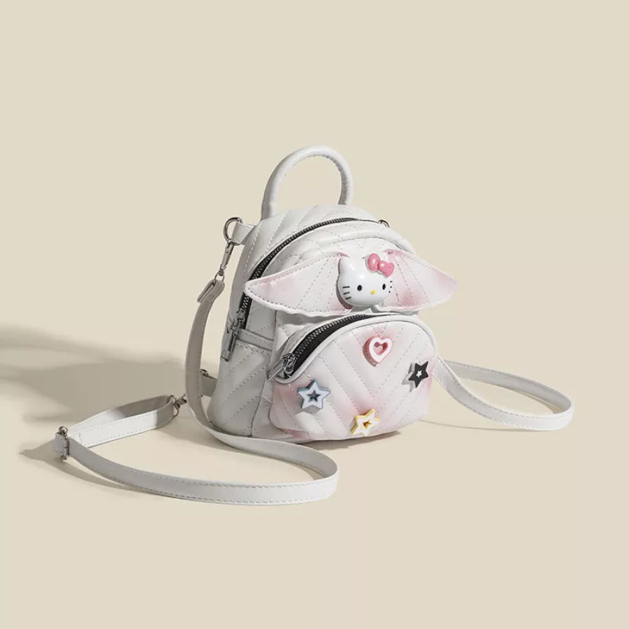 Wings Leather Backpack Bag White / One Size Apparel and Accessories