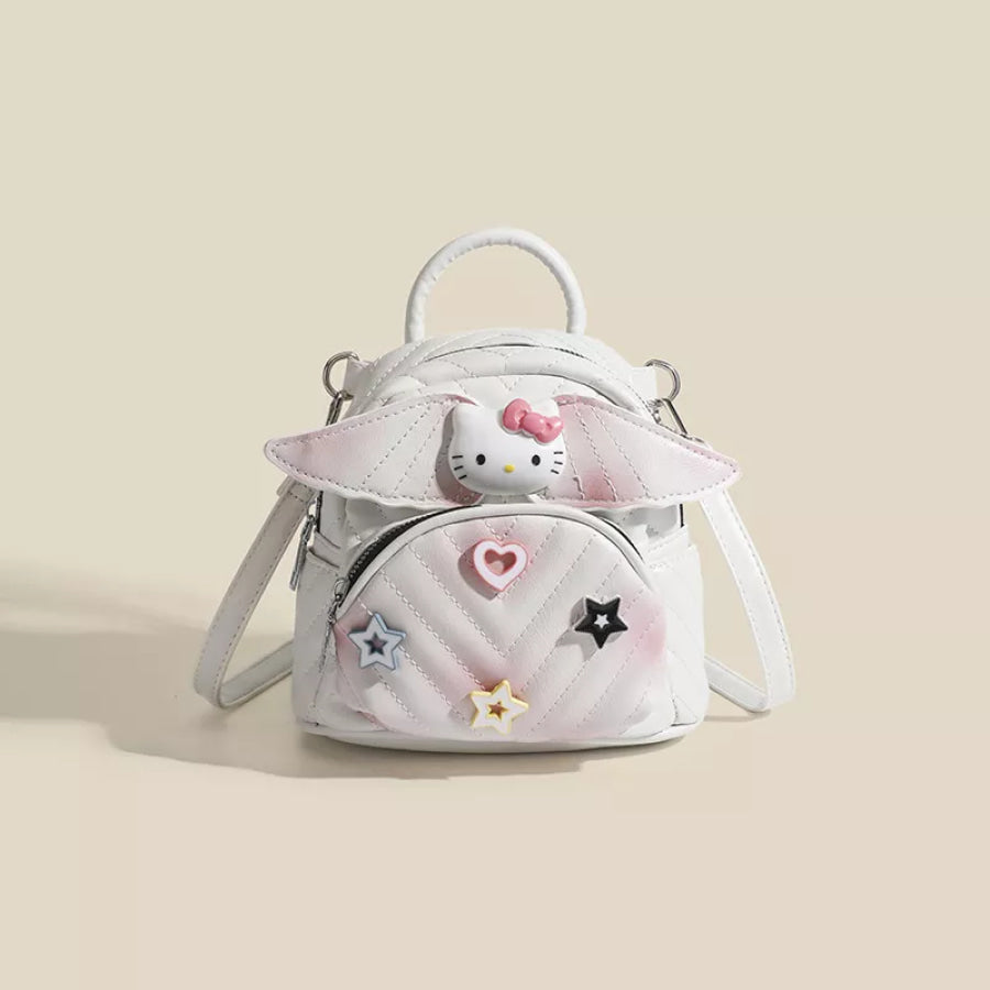 Wings Leather Backpack Bag White / One Size Apparel and Accessories