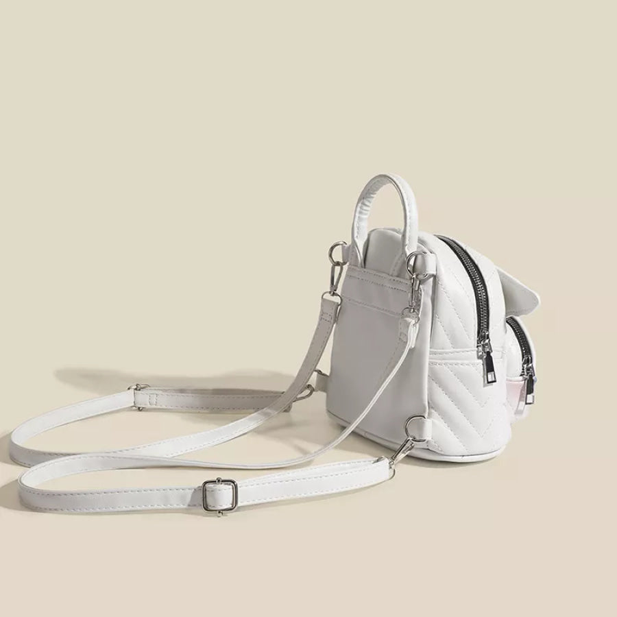 Wings Leather Backpack Bag White / One Size Apparel and Accessories