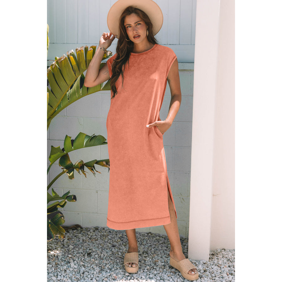 Wisteria Mineral Wash Pocketed T-shirt Long Dress Carrot / S / 100% Cotton Dresses/T Shirt Dresses