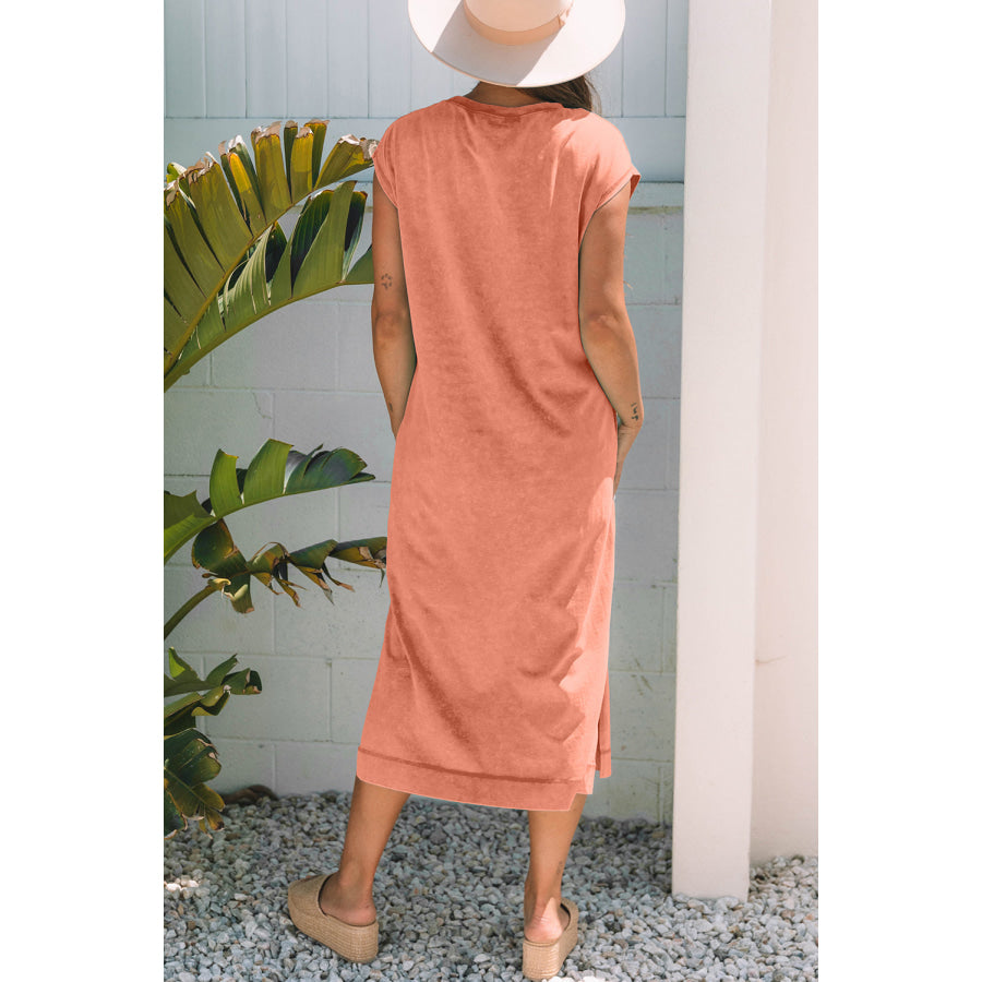 Wisteria Mineral Wash Pocketed T-shirt Long Dress Dresses/T Shirt Dresses
