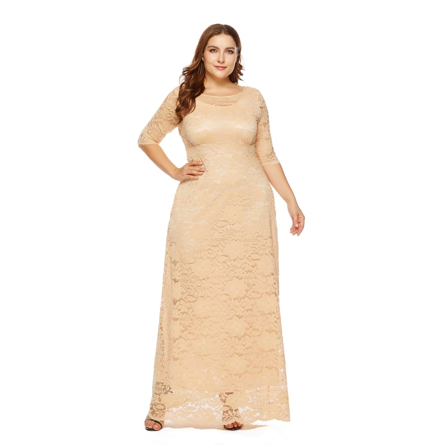 Women’s Lace Gown Apricot / 0XL (US 12) Maxi Dresses