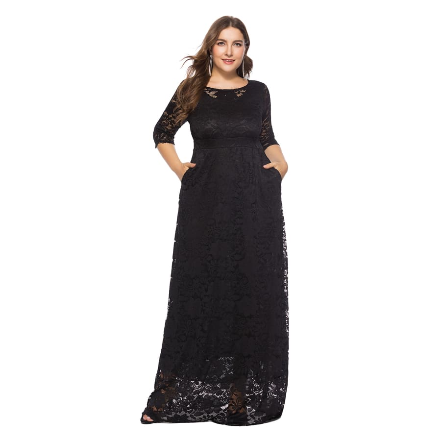 Women’s Lace Gown Black / 0XL (US 12) Maxi Dresses